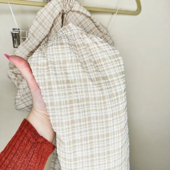 NWT Significant Other Clementine Cutout Gingham Plaid Maxi Dress Almond Chalk 8 - Picture 9 of 15